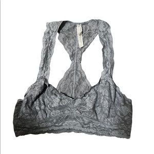 Free People Galloon Racerback Grey Lace Bralette